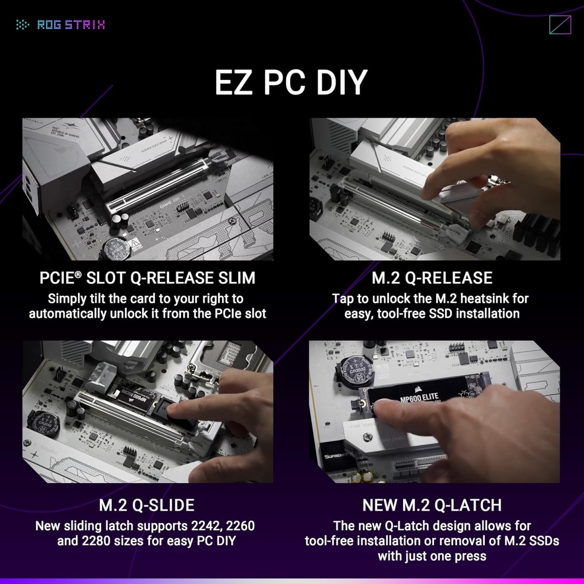 ASUS ROG Strix B860-A Gaming WiFi, ATX Motherboard, Advanced AI Ready, 14+1+2+1 Power Stages, DDR5, PCIe 5.0, Four M.2 Slots, WiFi 7, AI Networking II, Aura Sync RGB