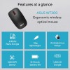 ASUS WT300 Wireless Ergonomic USB Mouse, Ambidextrous Design, Up to 1600 Dpi, Compact & Lighweight Mouse - Black