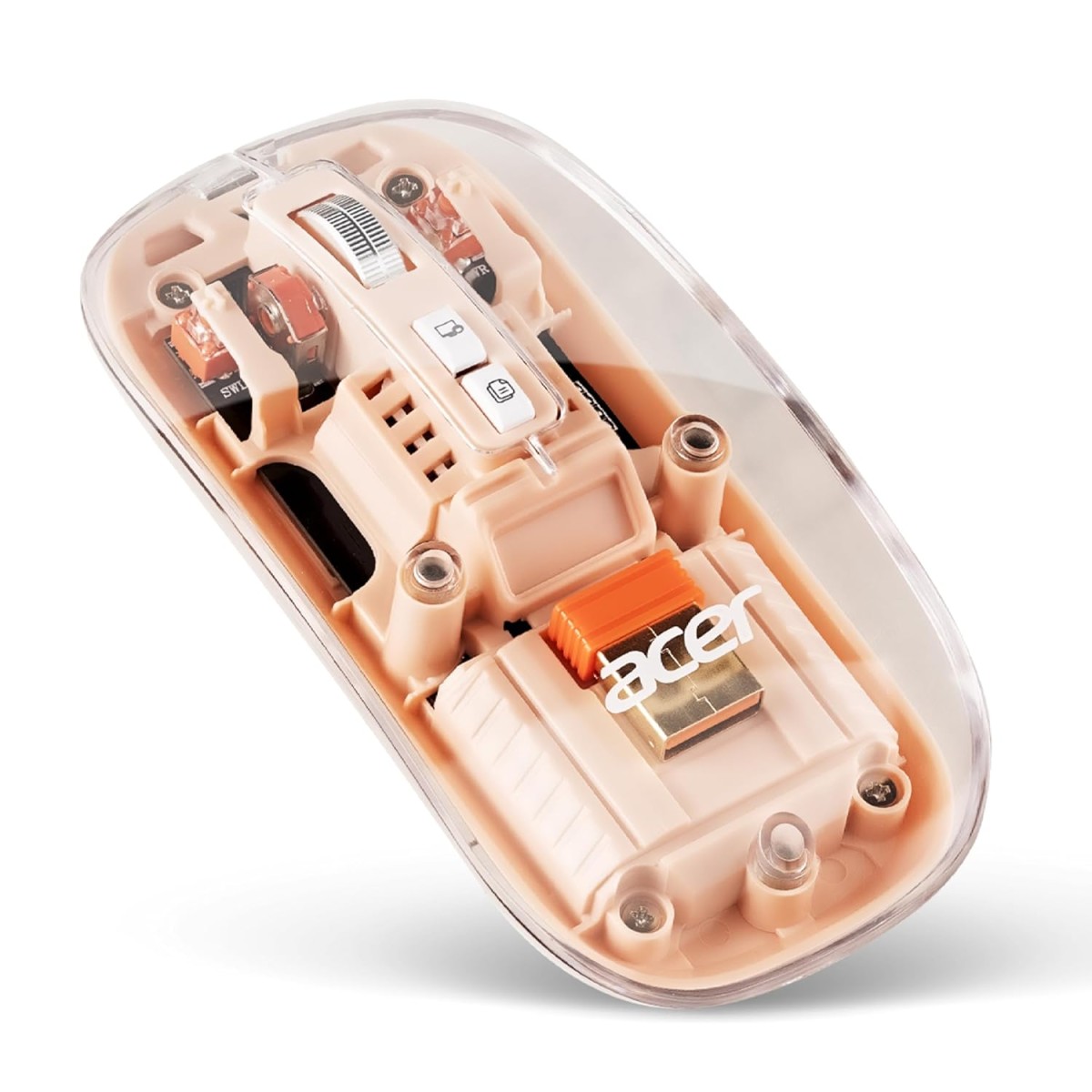 Acer Clearview Transparent Wireless Mouse with Triple-Mode Connectivity, Silent Click Tech, Metal Scroll Wheel,1600 DPI Optical Sensor, USB-C Charging, Compatible Windows, MacOS, iOS, Android-Grey Acer Clearview Transparent Wireless Mouse with Triple-Mode Connectivity, Silent Click Tech, Metal Scroll Wheel,1600 DPI Optical Sensor, USB-C Charging, Compatible Windows, MacOS, iOS, Android-Grey