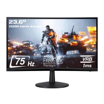 Acer ED240Q 23.6 inch (59.94 cm) LED 1920 x 1080 Pixels Full HD Backlit LED Curved Monitor LCD VA Panel Monitor| 250 Nits Brightness| 1500R I 1MS, 75Hz Refresh Rate| HDMI & VGA | Black