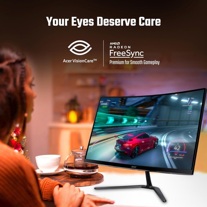 Acer ED270R S3 27 Inch (68.58 Cm) Full HD 1500 R Curved Gaming LCD Monitor with LED Back Light I 1MS VRB, 180Hz Refresh Rate I AMD Freesync Premium I 2 x HDMI 1 x Display Port I HDR 10 I Black Acer ED270R S3 27 Inch (68.58 Cm) Full HD 1500 R Curved Gaming LCD Monitor with LED Back Light I 1MS VRB, 180Hz Refresh Rate I AMD Freesync Premium I 2 x HDMI 1 x Display Port I HDR 10 I Black