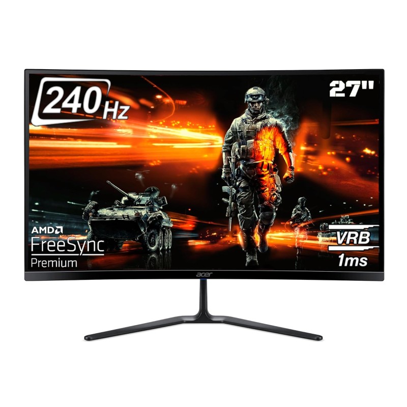 Acer ED270R S3 27 Inch (68.58 Cm) Full HD 1500 R Curved Gaming LCD Monitor with LED Back Light I 1MS VRB, 180Hz Refresh Rate I AMD Freesync Premium I 2 x HDMI 1 x Display Port I HDR 10 I Black Acer ED270R S3 27 Inch (68.58 Cm) Full HD 1500 R Curved Gaming LCD Monitor with LED Back Light I 1MS VRB, 180Hz Refresh Rate I AMD Freesync Premium I 2 x HDMI 1 x Display Port I HDR 10 I Black