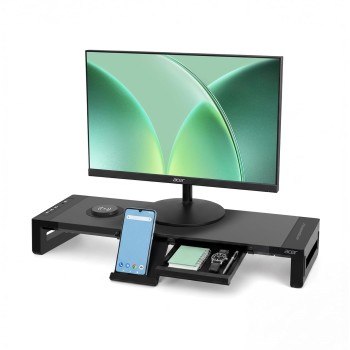 Acer FusionBase Monitor & Laptop Stand | Foldable ABS + Metal Build | USB Fast Charging 1x Type-C & 1x Type A + 3×Data Ports incl. USB 3.0 Black