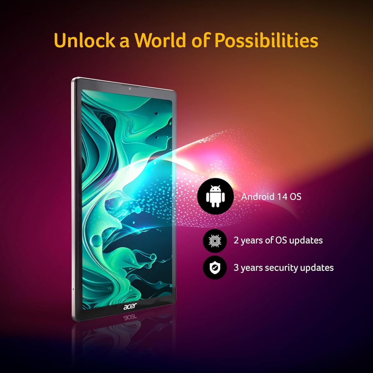 Acer Iconia Tablet iM9-12M,22.09 cm (8.7") WXGA IPS Display, 400 Nits, 4GB /64GB eMMC, 8+5 MP Dual-Camera, Slim Metal Body, Wi-Fi5+4G LTE, Android 14, BT 5.2, Silver.Free Flipcover & Wired Earphone