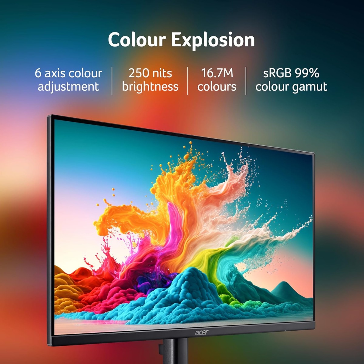 Acer KA270 G 27 Inch IPS Full HD Backlit LED Monitor I 1MS VRB, 120Hz Refresh Rate I Adaptive Sync I Frameless I 99% sRGB I 1 x VGA 1 x HDMI with Inbox HDMI Cable I Vision Care I Stereo Speakers