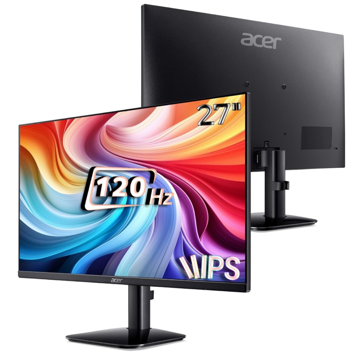 Acer KA270 G 27 Inch IPS Full HD Backlit LED Monitor I 1MS VRB, 120Hz Refresh Rate I Adaptive Sync I Frameless I 99% sRGB I 1 x VGA 1 x HDMI with Inbox HDMI Cable I Vision Care I Stereo Speakers