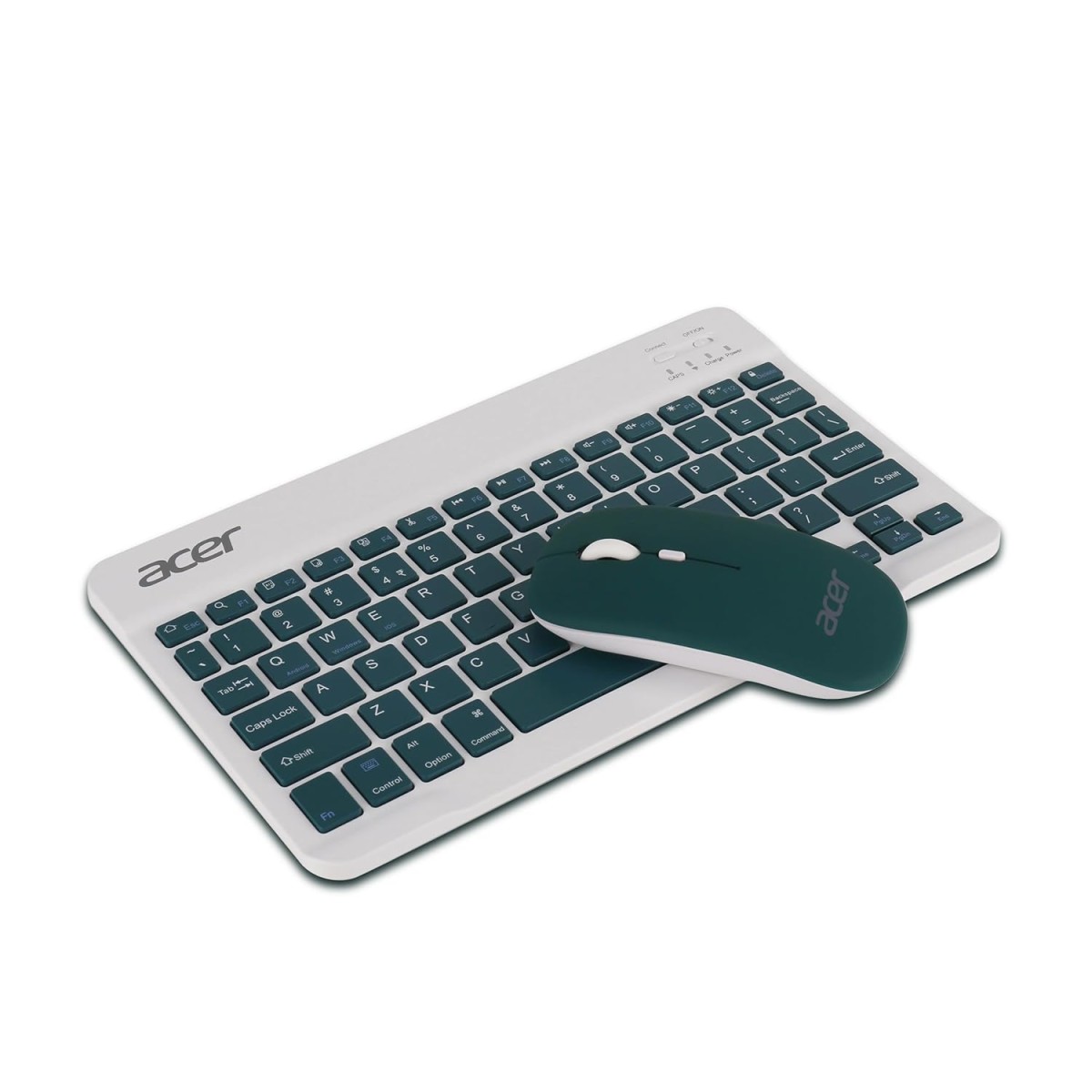 Acer Nano Pad Rechargeable Bluetooth Keyboard & Mouse Combo, 3 DPI Upto 1200 DPI, 78 Keys Anti Slip Back, Ultra Thin Design for Tablet, Laptop, Mobile, 10m Working Distance, Scissor Footed (Green)