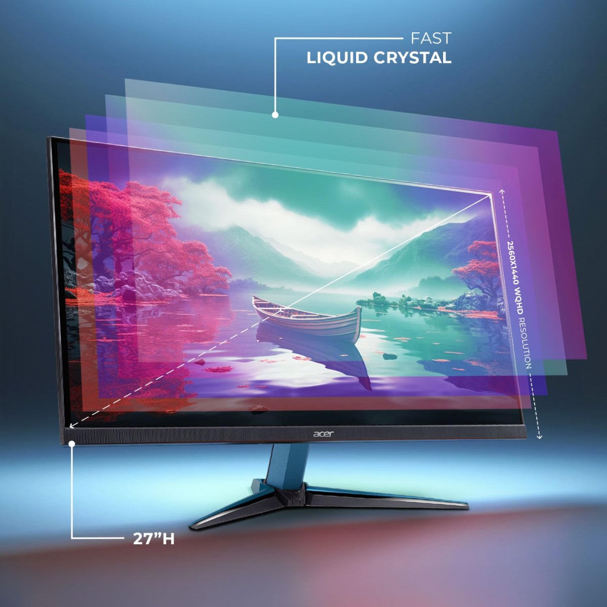 Acer Nitro VG271U M3 27 inch IPS WQHD 2560x1440 Pixels Gaming Backlight LED LCD Monitor I 180Hz Refresh Rate I 0.5 MS Response I DCI-P3 95%, HDR10 support I 2x HDMI, 1x DP I Eye Care I Stereo Speakers