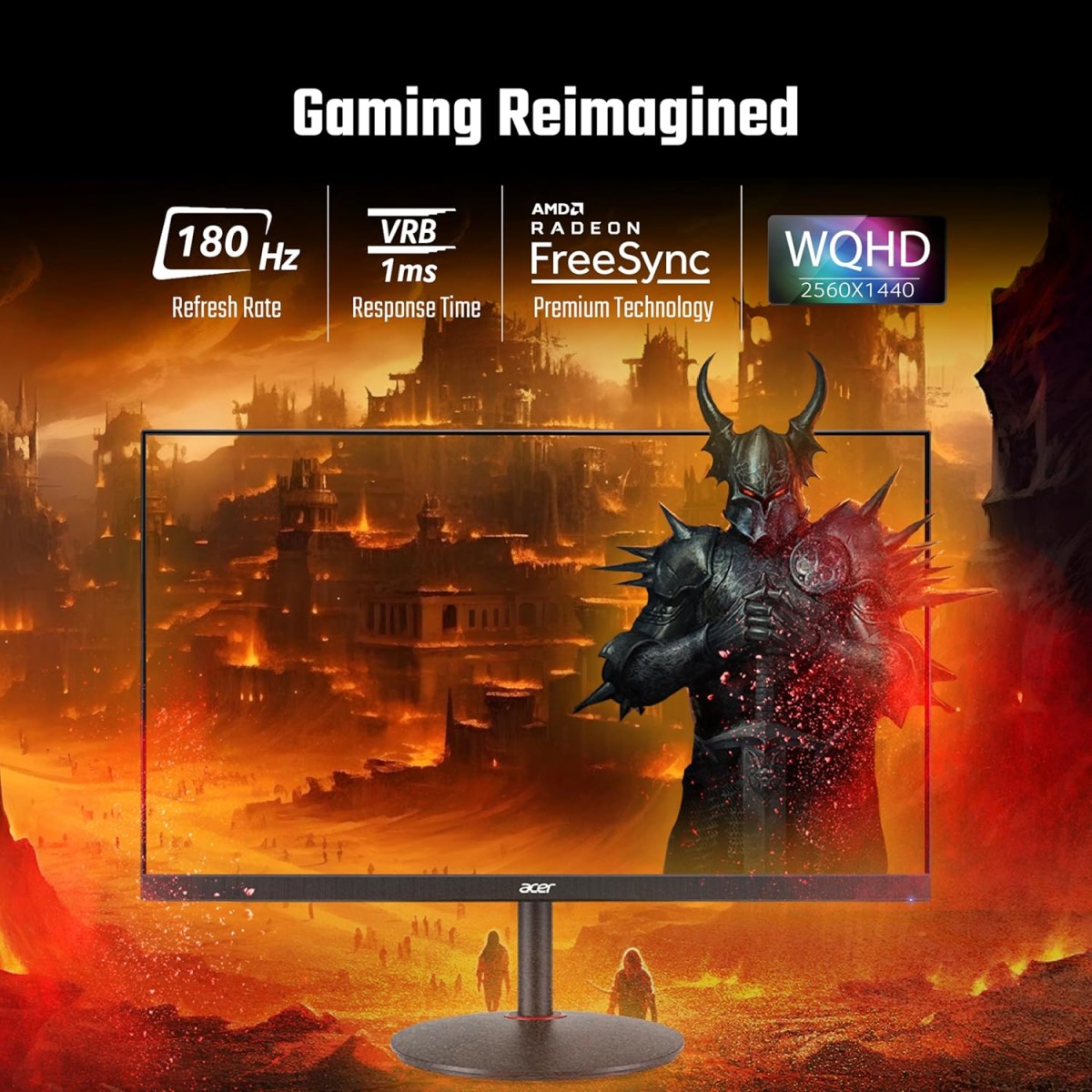 Acer Nitro XV272U V3 27 inch IPS WQHD 2560 x 1440 Pixels Gaming Backlight LED LCD Monitor I Delta E<1, DCI-P3 95% I 180Hz Refresh Rate, 0.5ms Resonse Time I HDR 400 I AMD Free Sync I Eyesafe Certified