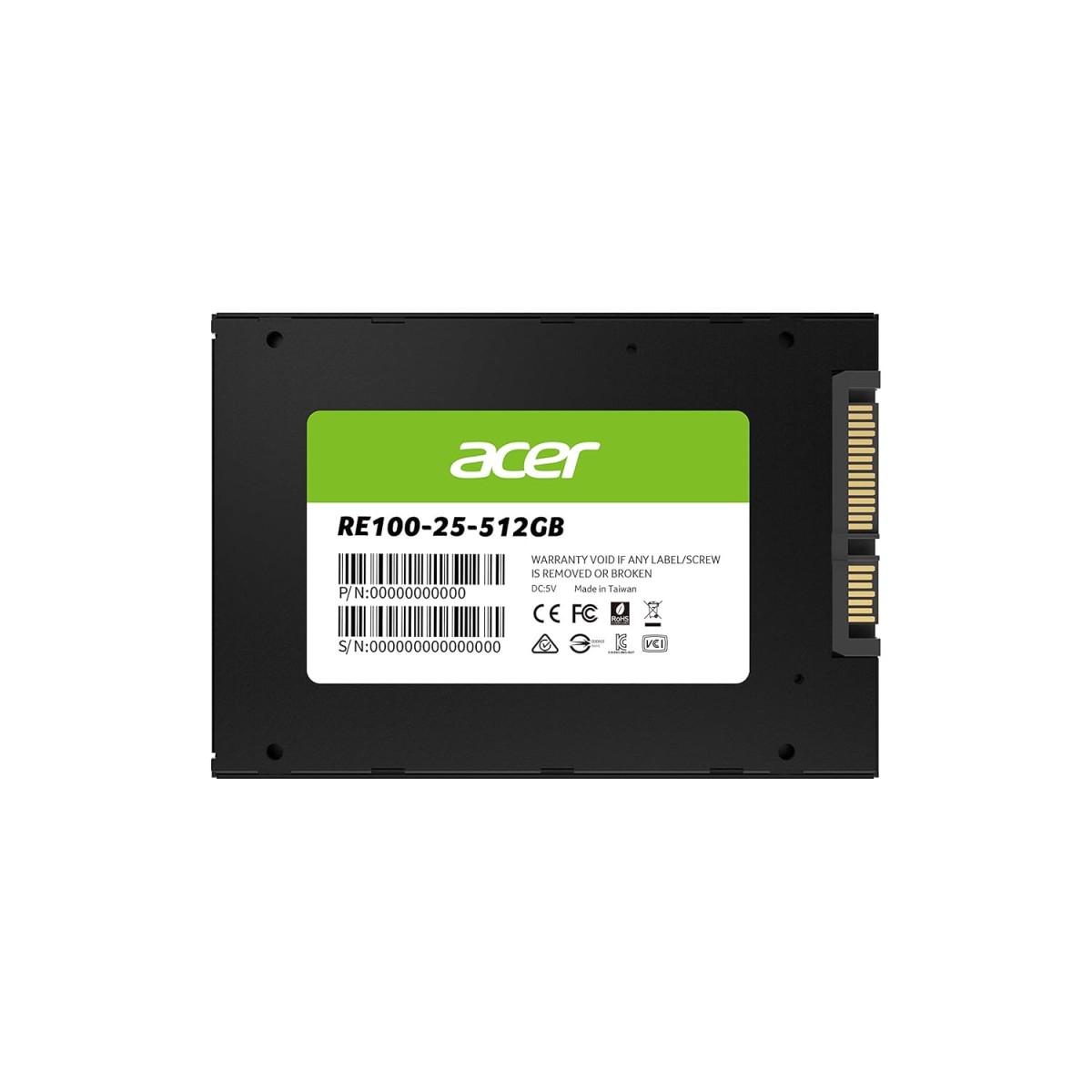 Acer RE100 512GB 3D NAND SATA 2.5 inch(6.35cm) Internal SSD-562MB/s R, 529MB/s W Speed
