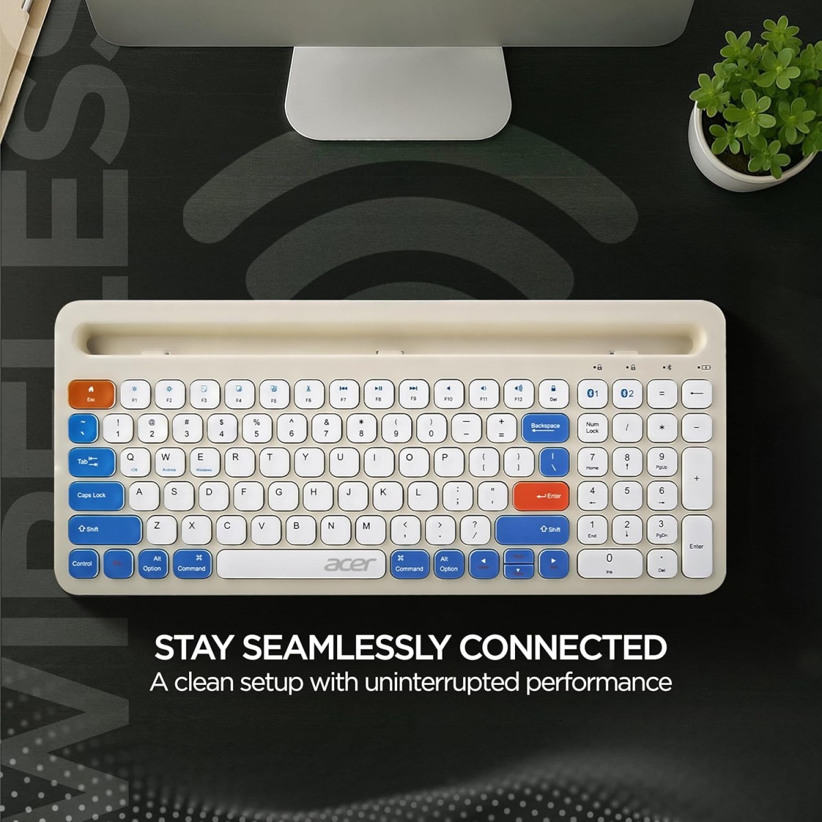 Acer SwiftPRO Multi-Device Bluetooth Wireless Keyboard with Cradle & Numpad | USB-C Rechargeable | 99 Keys, 80H Battery | Compact & Quiet | Compatible with Windows, Mac, Android, Laptop, Tablet, Phone Acer SwiftPRO Multi-Device Bluetooth Wireless Keyboard with Cradle & Numpad | USB-C Rechargeable | 99 Keys, 80H Battery | Compact & Quiet | Compatible with Windows, Mac, Android, Laptop, Tablet, Phone