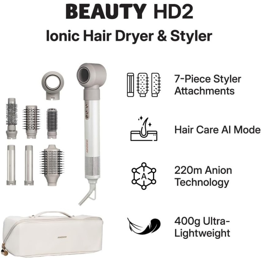 Acerpure Beauty Ionic Hair Dryer and Styler DS744-10W | Hair Care AI Mode | 7-Piece Styler Attachments | Voltage Compatibility (220–240V, 50/60Hz, 1400W) Acerpure Beauty Ionic Hair Dryer and Styler DS744-10W | Hair Care AI Mode | 7-Piece Styler Attachments | Voltage Compatibility (220–240V, 50/60Hz, 1400W)