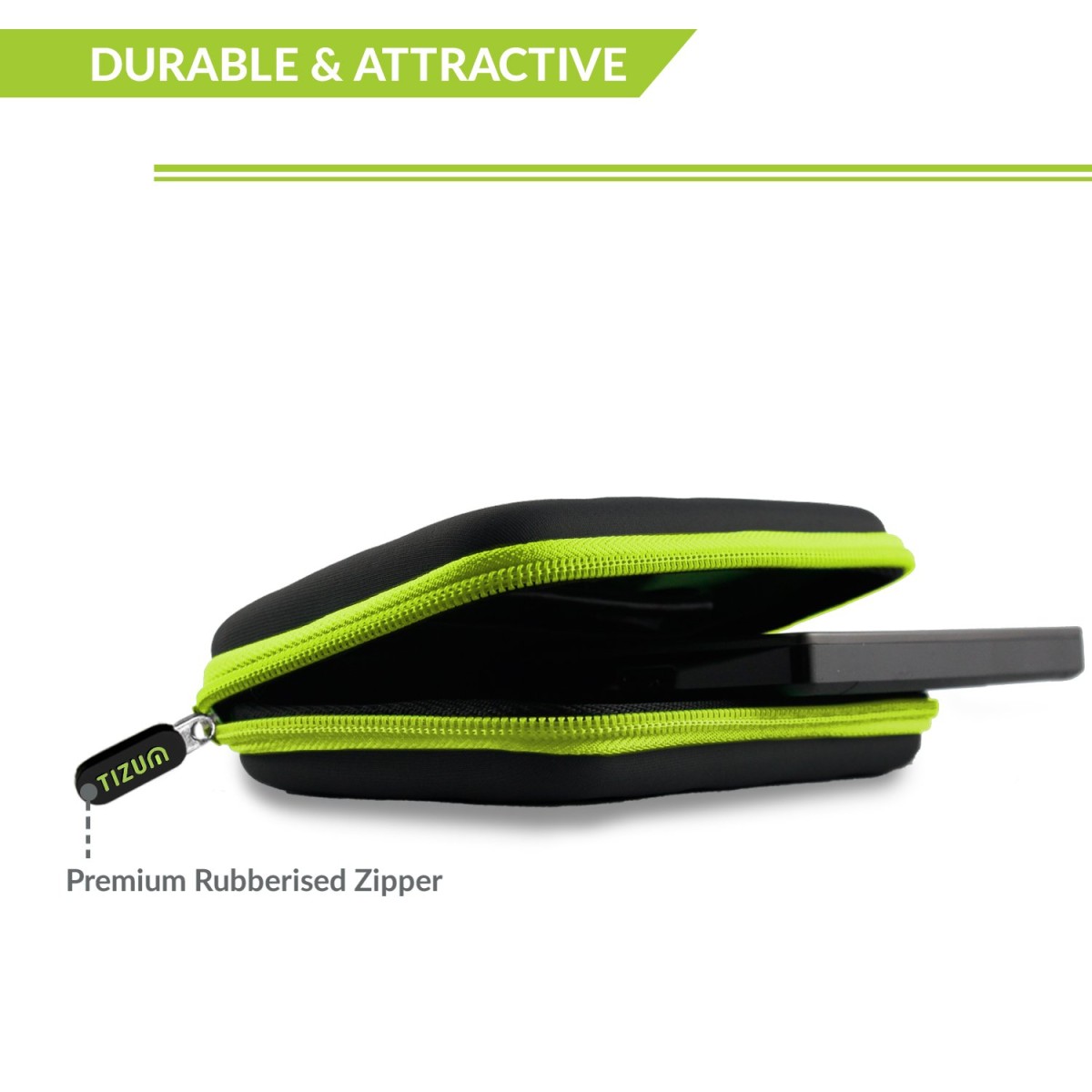 AirCase 2.5 Inch External Hard Drive Case with Shockproof EVA HardShell & Soft Lining | Travel Organizer Pouch with Mesh Pocket, Zipper Closure for HDD/SSD, Earphones, Cable, Charger & Gadgets (Black)