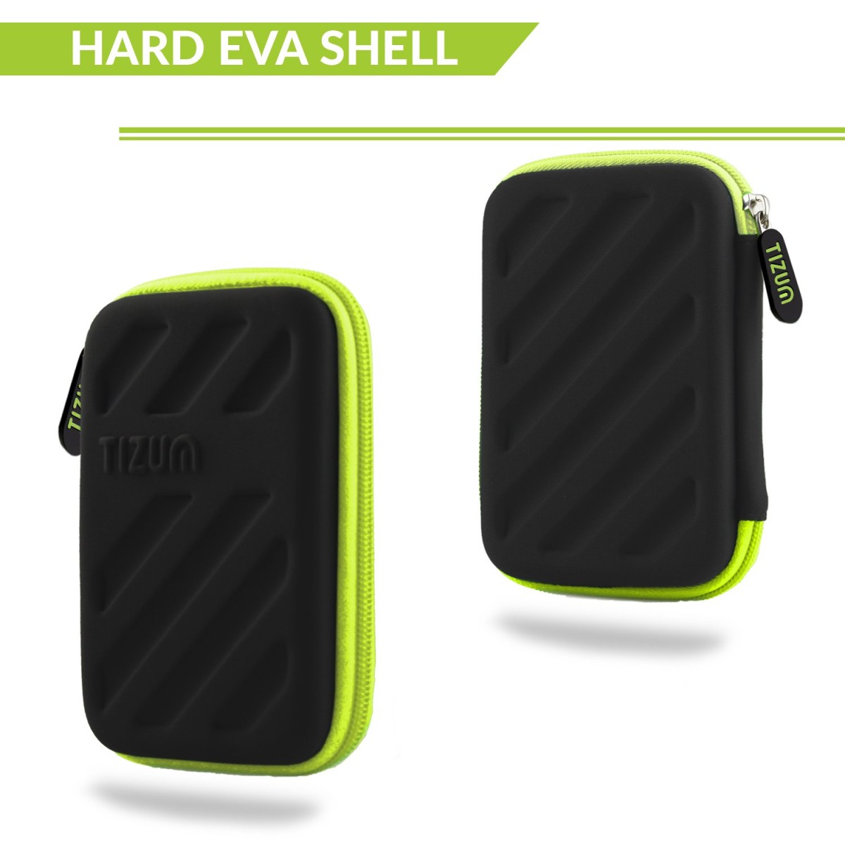 AirCase 2.5 Inch External Hard Drive Case with Shockproof EVA HardShell & Soft Lining | Travel Organizer Pouch with Mesh Pocket, Zipper Closure for HDD/SSD, Earphones, Cable, Charger & Gadgets (Black)