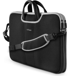 AirCase Messenger Bag with Handle Detachable Shoulder Strap Durable Neoprene Padded Fabric, for Men Women Black