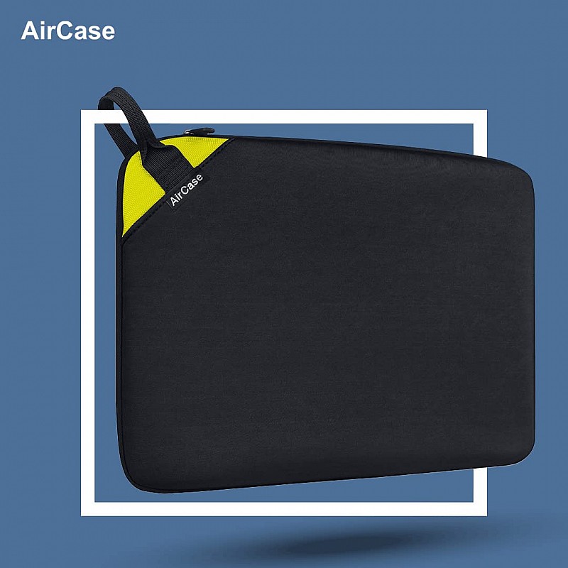 AirCase Premium Laptop MacBook Sleeve Pouch with top Handle fits Upto 14.1 Padded Light Weight wrinklefree Neoprene case Cover Bag (Black) 