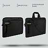 AirCase Sleeve Messenger Bag with Handle  Detachable Shoulder Strap for Upto 14" Laptop MacBook 3-in-1 use 3 Zippered Spacious Pockets Black