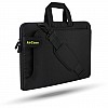 AirCase Sleeve Messenger Bag with Handle  Detachable Shoulder Strap for Upto 14" Laptop MacBook 3-in-1 use 3 Zippered Spacious Pockets Black