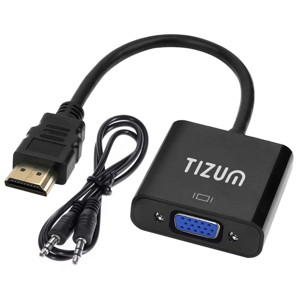 AirCase Tizum Hdmi to Vga/Av Adapter Cable 1080P for Projector, Computer, Laptop, Tv, Projectors & Tv with Aux Cable