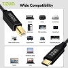 AirCase Tizum High Speed Usb Type C To Usb B 2.0 Printer Cable Cord|Nylon Braided Fiber Jacket, Gold Plated Connectors