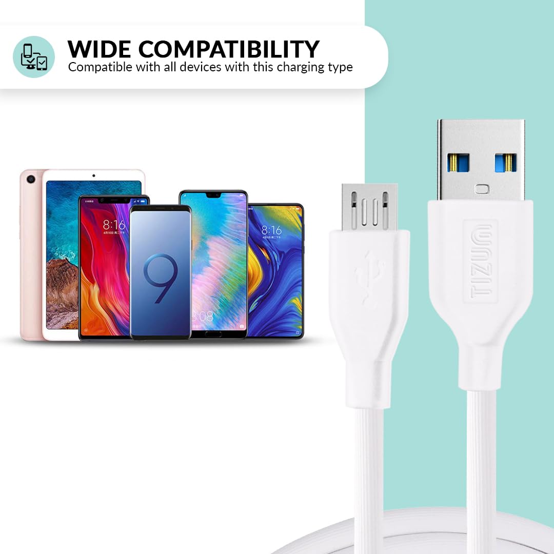 AirCase Tizum Usb To Micro 2A Fast Charging Cable For Android Phones, Laptops, Printers, Silver Plated Connectors,