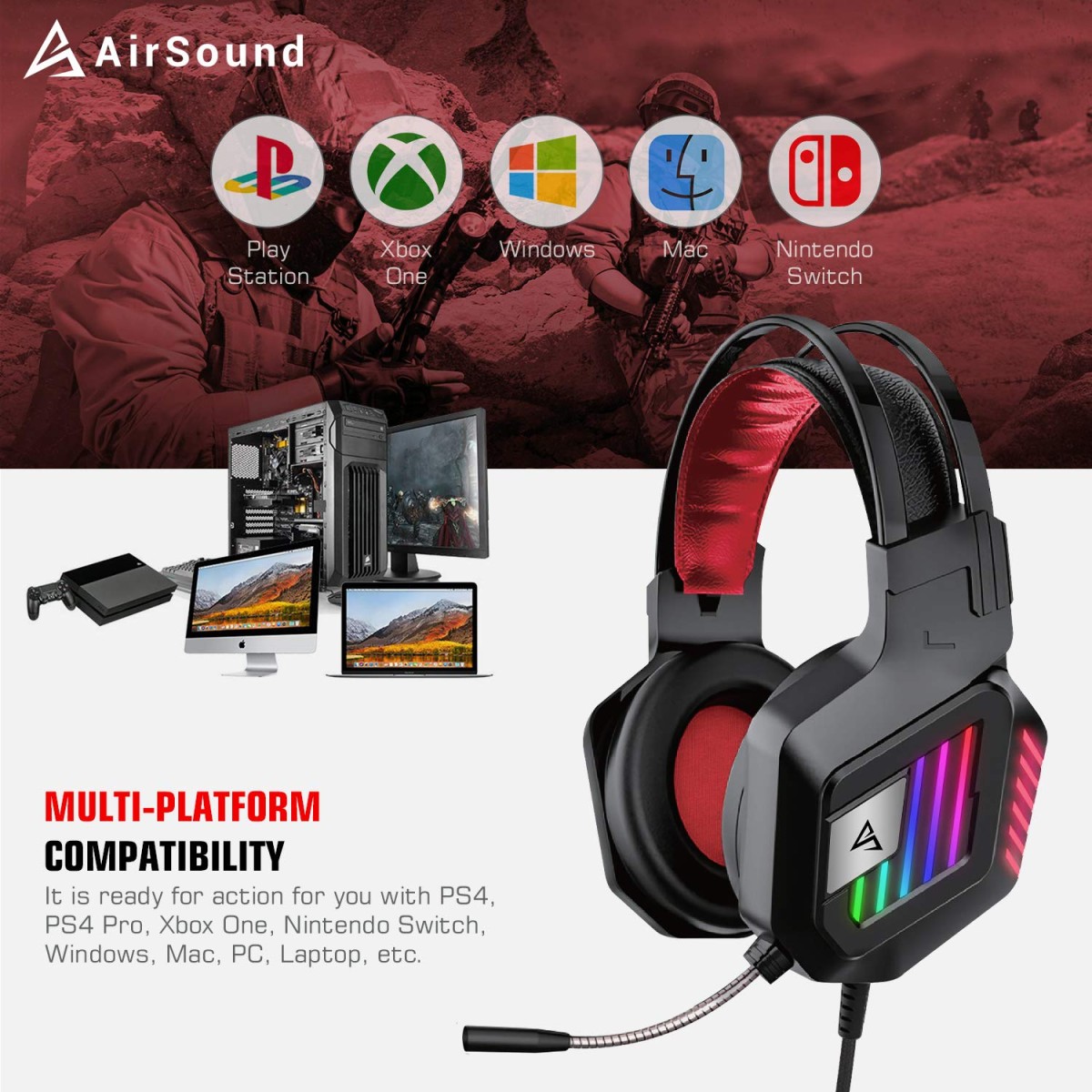 AirSound Alpha-1 Wired Over Ear Headphone with Mic