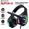 AirSound Alpha-5 Stereo Gaming Headset for PS4 PC Xbox One PS5 Controller, Noise Cancelling Over-Ear Headphones with Mic, RBG LED, Bass Surround, Soft Memory Earmuffs for Laptop Mac Nintendo NES Games