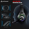 AirSound Alpha-5 Stereo Gaming Headset for PS4 PC Xbox One PS5 Controller, Noise Cancelling Over-Ear Headphones with Mic, RBG LED, Bass Surround, Soft Memory Earmuffs for Laptop Mac Nintendo NES Games