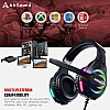 AirSound Alpha-5 Stereo Gaming Headset for PS4 PC Xbox One PS5 Controller, Noise Cancelling Over-Ear Headphones with Mic, RBG LED, Bass Surround, Soft Memory Earmuffs for Laptop Mac Nintendo NES Games