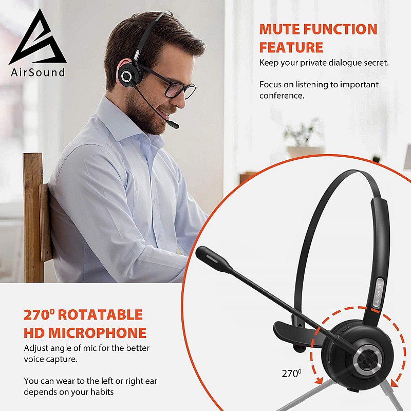 AirSound M97 Pro  Bluetooth , 17 Hr Talk Time, CVC 8.0 Noise-Cancelling  for PC Android