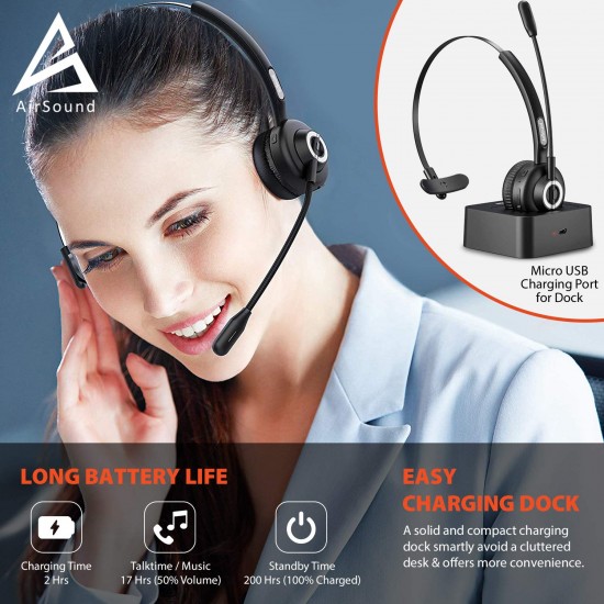 AirSound M97 Pro  Bluetooth , 17 Hr Talk Time, CVC 8.0 Noise-Cancelling  for PC Android