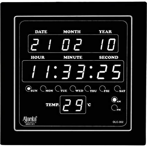 Ajanta Quartz Digital Green Led Square Wall Clock Olc - 302 (25.4 Cm X 25.4 Cm X 3.5 Cm)(Glass) Ajanta Quartz Digital Green Led Square Wall Clock Olc - 302 (25.4 Cm X 25.4 Cm X 3.5 Cm)(Glass)