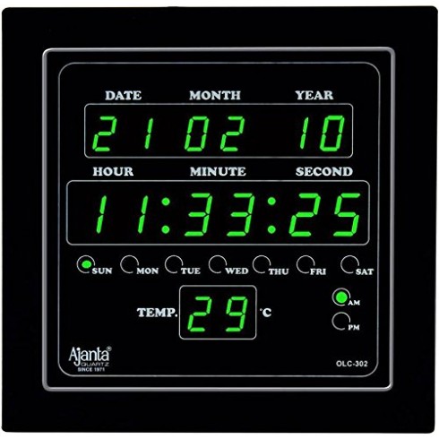 Ajanta Quartz Digital Green Led Square Wall Clock Olc - 302 (25.4 Cm X 25.4 Cm X 3.5 Cm)(Glass) Ajanta Quartz Digital Green Led Square Wall Clock Olc - 302 (25.4 Cm X 25.4 Cm X 3.5 Cm)(Glass)