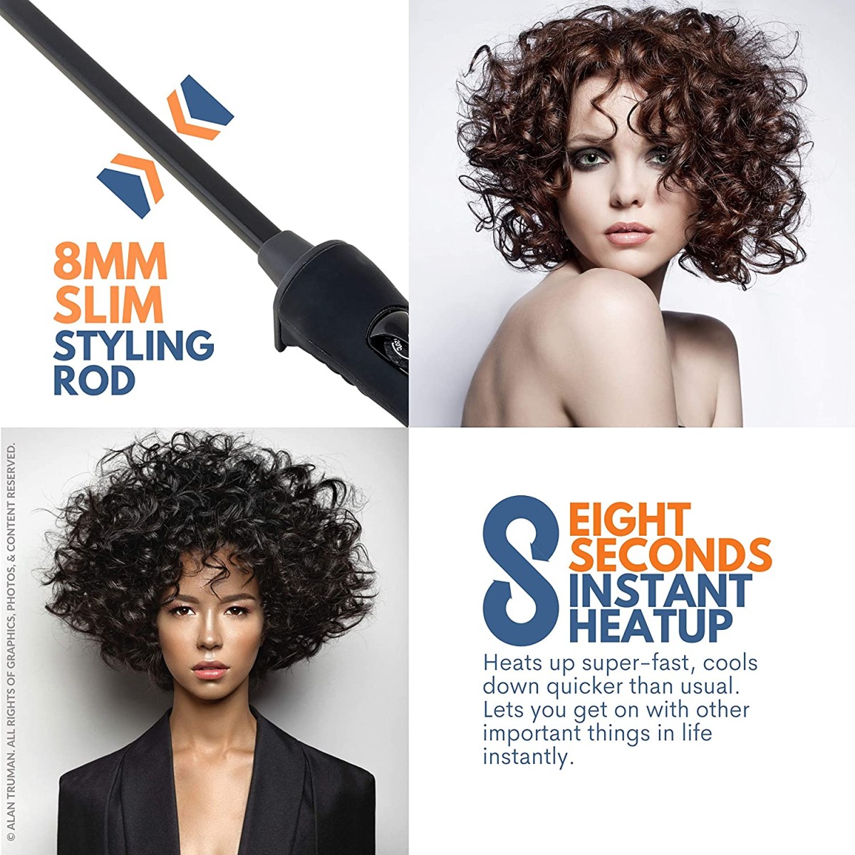 Alan Truman Hot Stick Professional Slim Curler Electric Hair Curler Black