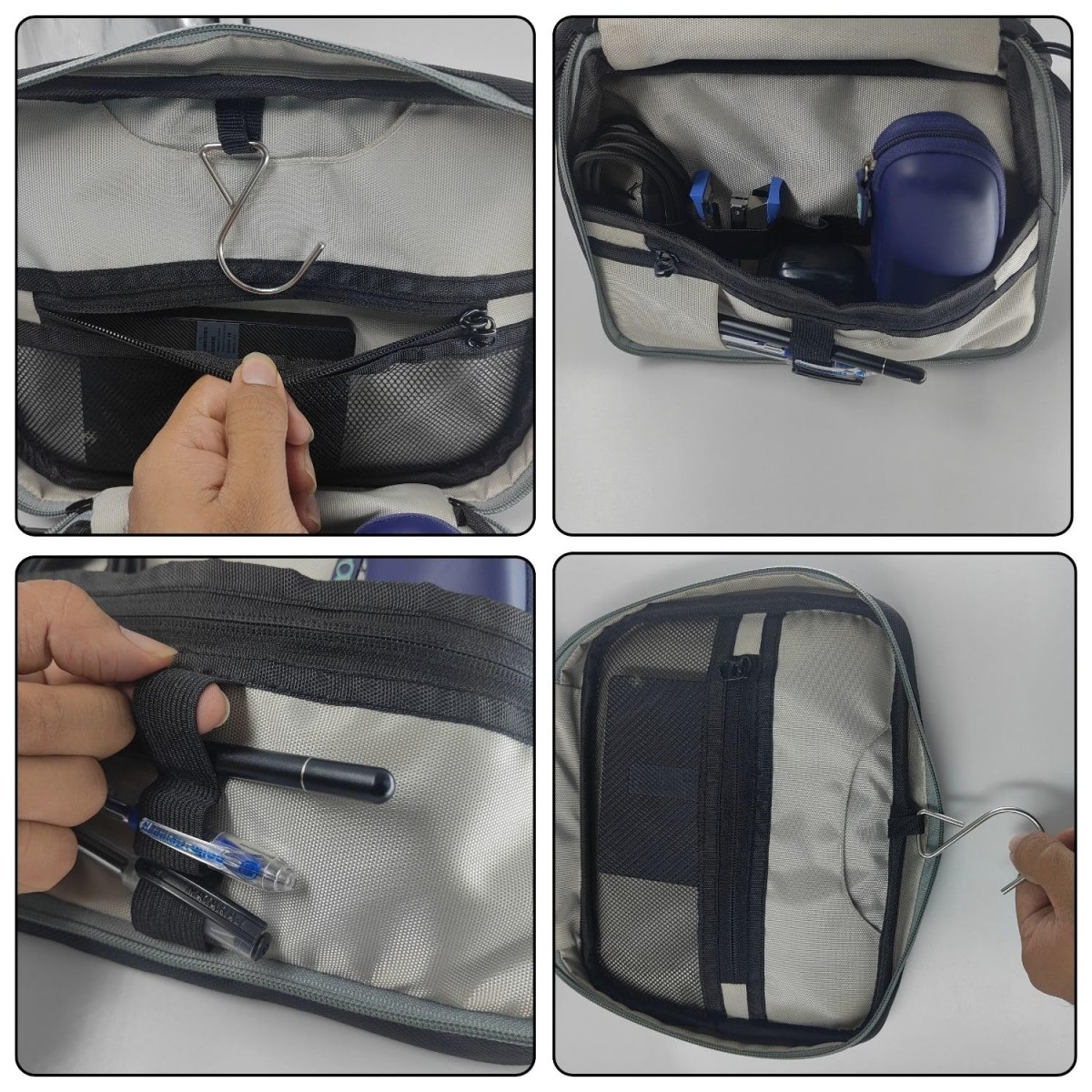 Aliens Gadget Travel Tech Organizer Case Bag Pouch Multi mesh Pocket Polyester Water-Repellent with Hanging Hook for Electronic, ipad, Laptop, PC Accessories, Toiletry Organiser, Cosmetic Travel Kit