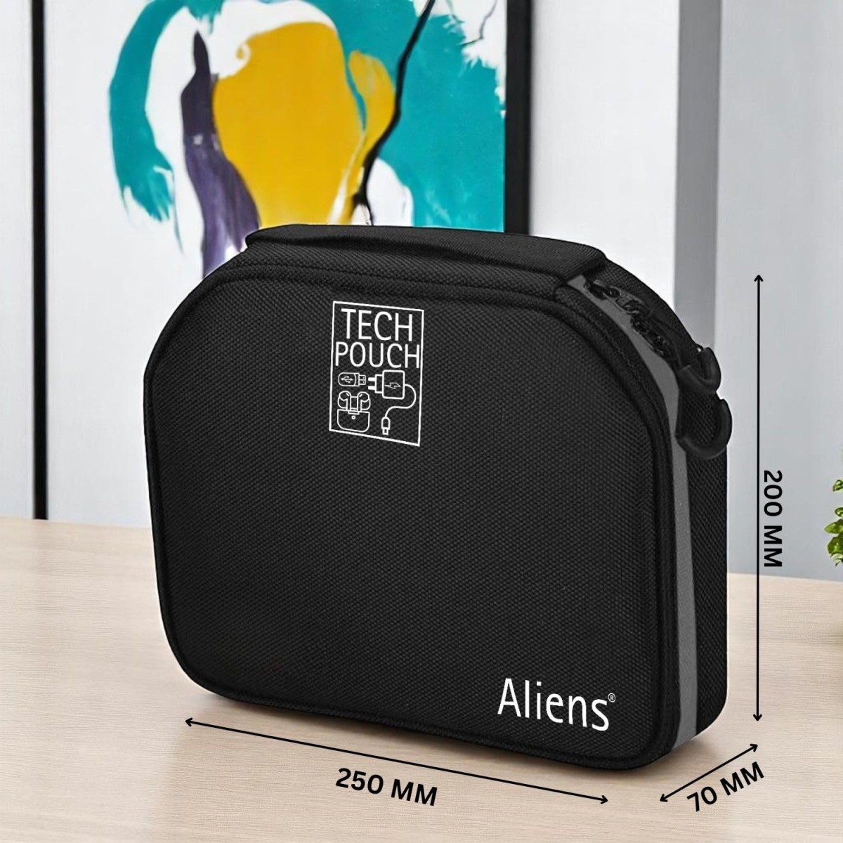 Aliens Gadget Travel Tech Organizer Case Bag Pouch Multi mesh Pocket Polyester Water-Repellent with Hanging Hook for Electronic, ipad, Laptop, PC Accessories, Toiletry Organiser, Cosmetic Travel Kit