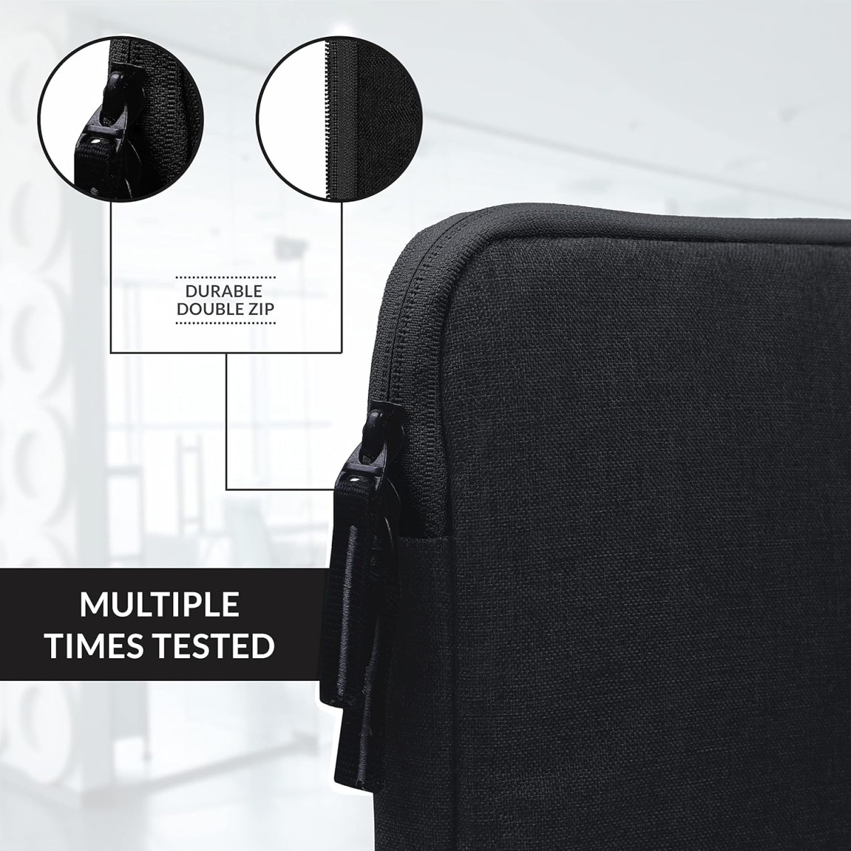 Alifiya Polyester MacBook Laptop Sleeve Cover Bag 16 Inch (Black_L22, 180 Degree Opening)