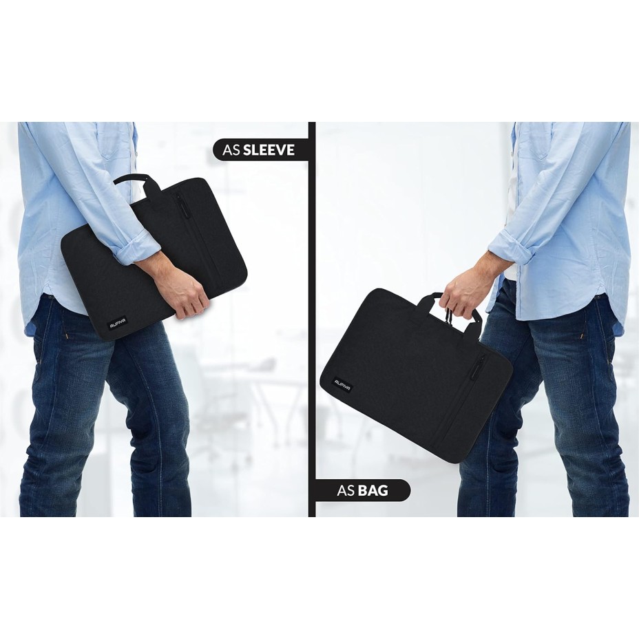Alifiya Polyester MacBook Laptop Sleeve Cover Bag 16 Inch (Black_L22, 180 Degree Opening)