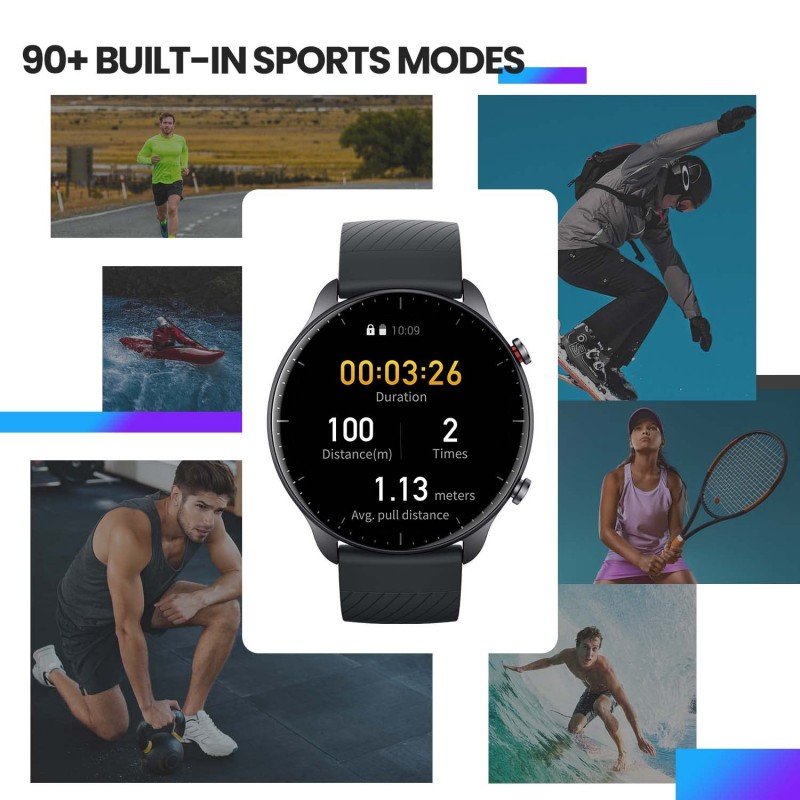 Amazfit GTR 2 (New Version) 46mm Smart Watch with HD AMOLED Display, Built-in Amazon Alexa, Built-in GPS, SpO2 & Stress Monitor, BT Phone Calls, 3GB Music Storage, 90 Sports Modes (Thunder Black)