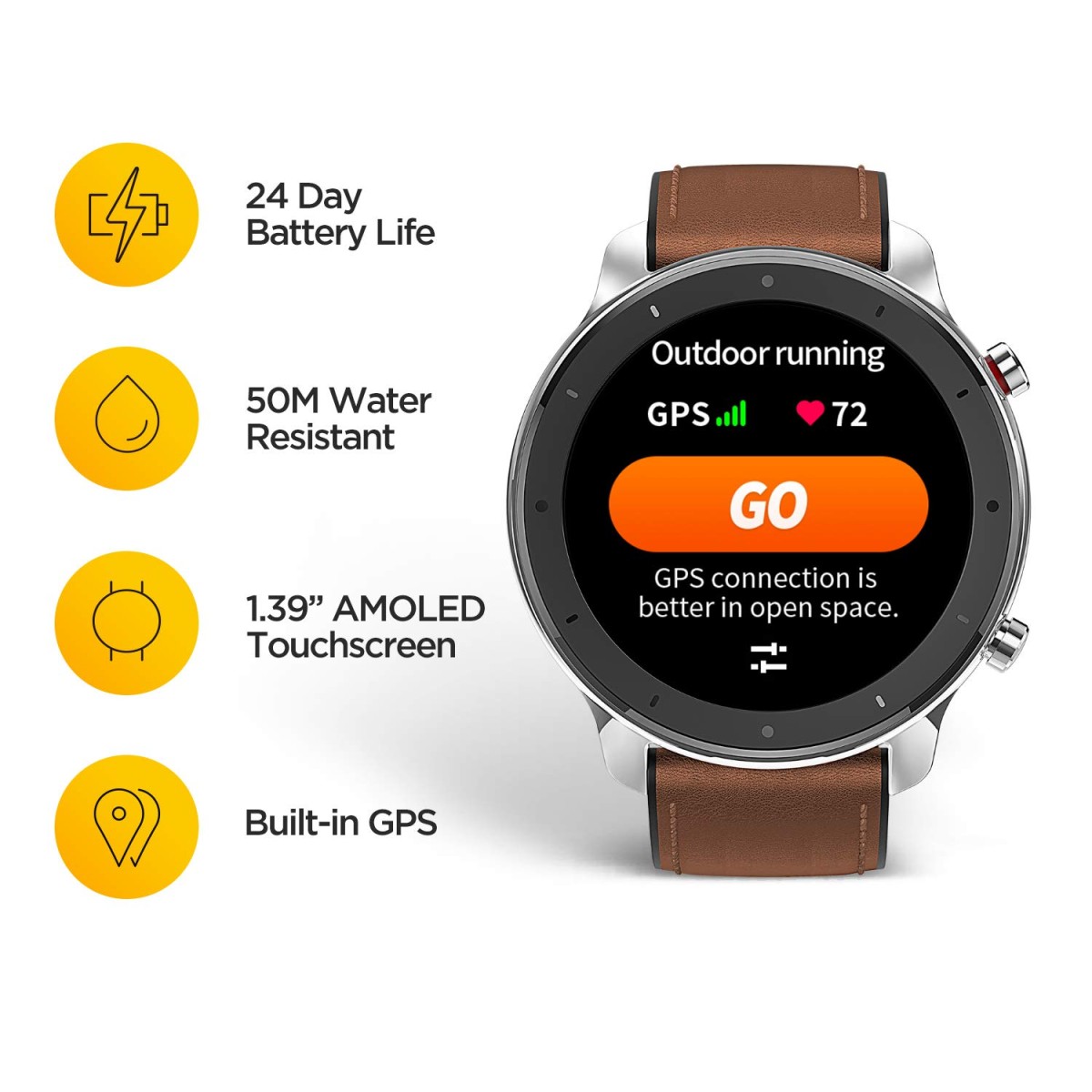 Amazfit GTR Aluminium Alloy (47mm) Smart Watch with 1.39"(33.9cm) AMOLED Display 5ATM Waterproof (Black)