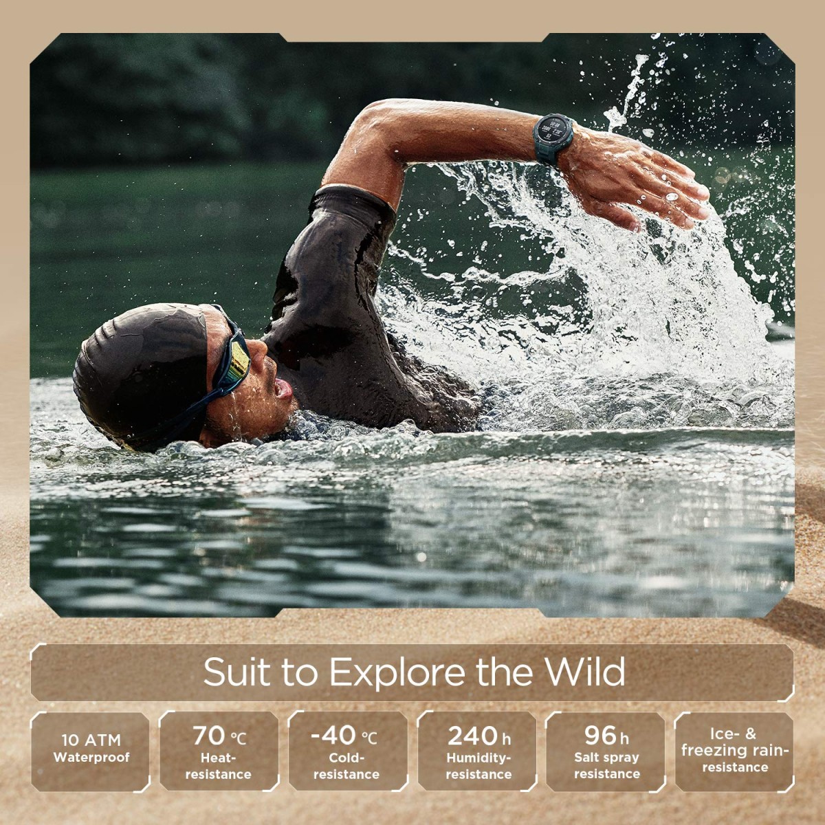 Amazfit T-Rex Pro Smartwatch Fitness Watch with SpO2 Heart Rate Sleep Monitor Sports Watch Steel Blue