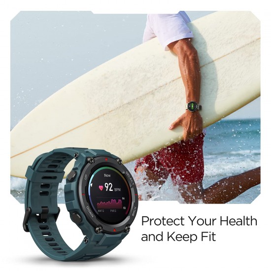 Amazfit T-Rex Pro Smartwatch Fitness Watch with SpO2 Heart Rate Sleep Monitor Sports Watch Steel Blue