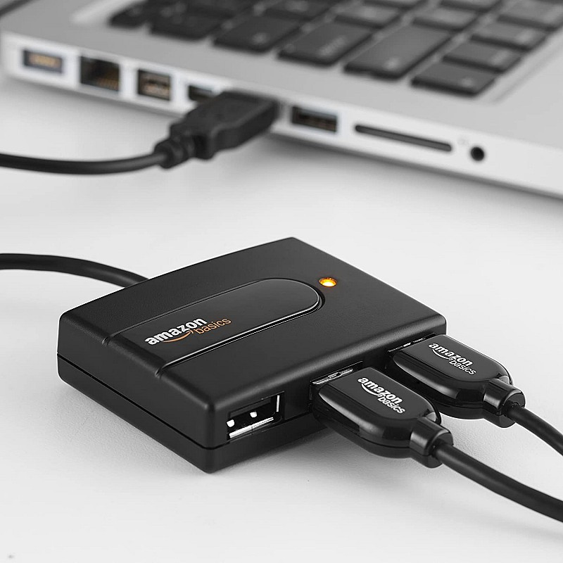 Amazon Basics 3-Port USB to USB 2.0 Ultra-Mini Hub Adapter