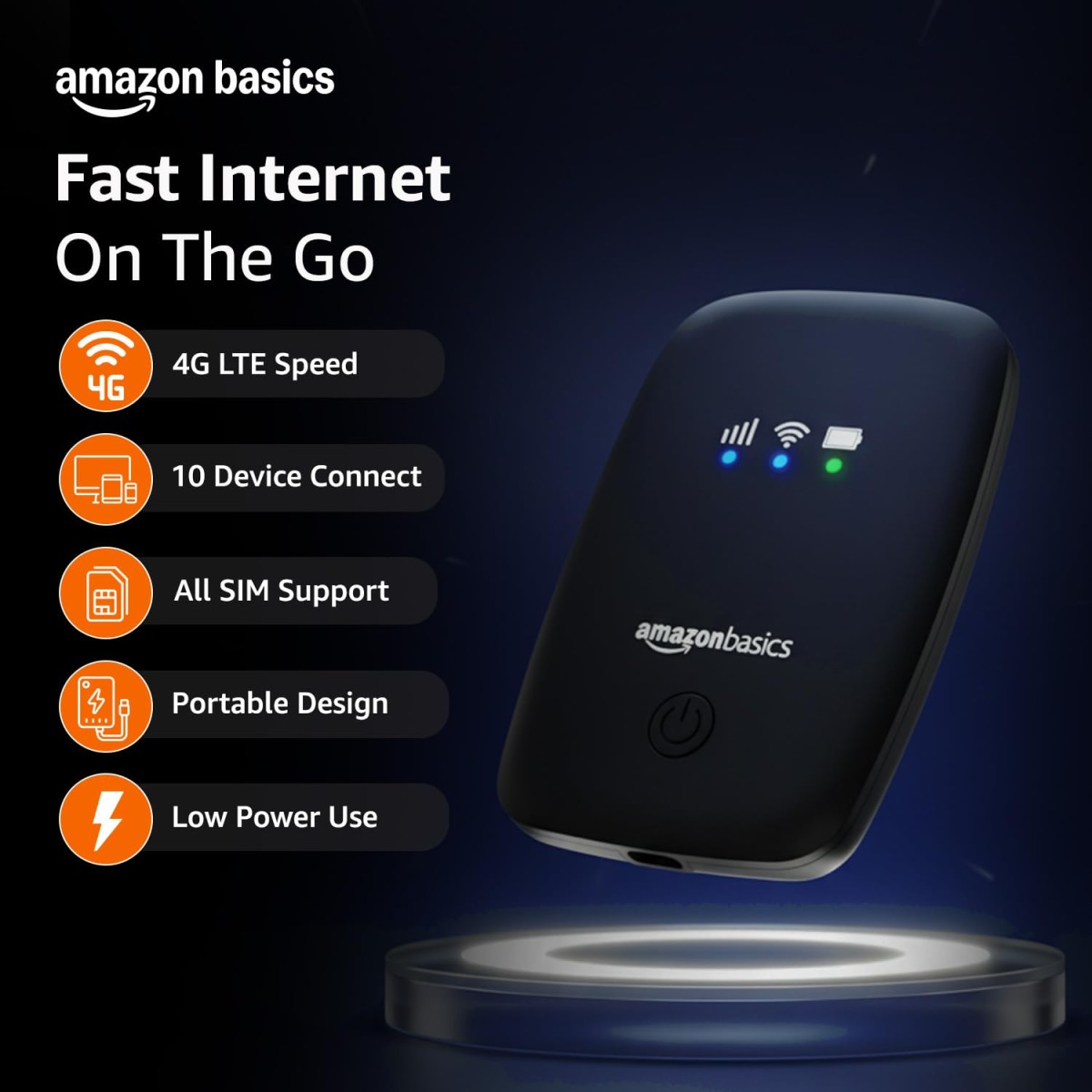 AmazonBasics Amazon Basics 4G LTE Wireless Dongle with All Sim Network Support|Single_Band Plug & Play Data Card Stick with Up to 150Mbps WiFi Hotspot AmazonBasics Amazon Basics 4G LTE Wireless Dongle with All Sim Network Support|Single_Band Plug & Play Data Card Stick with Up to 150Mbps WiFi Hotspot
