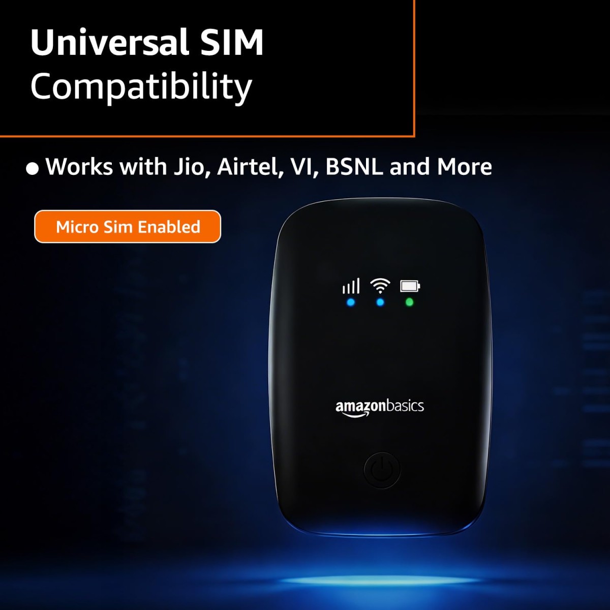AmazonBasics Amazon Basics 4G LTE Wireless Dongle with All Sim Network Support|Single_Band Plug & Play Data Card Stick with Up to 150Mbps WiFi Hotspot AmazonBasics Amazon Basics 4G LTE Wireless Dongle with All Sim Network Support|Single_Band Plug & Play Data Card Stick with Up to 150Mbps WiFi Hotspot