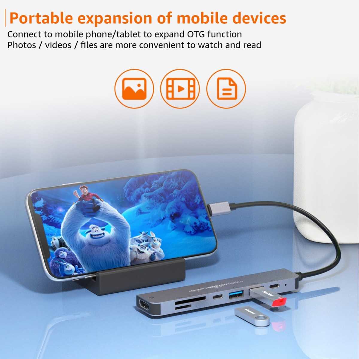 Amazon Basics 7-in-1 USB C HUB to 4K HDMI Multiport Adapter Compatible for USB C Laptops and Other Type C Devices MacBook Pro