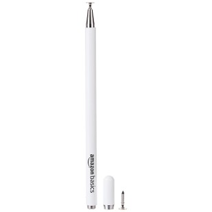Amazon Basics Capacitive Stylus Pen for iOS and Android Touchscreen Devices, Fine Point Disc Tip, Lightweight Metal Body with Magnetic Cover (White)