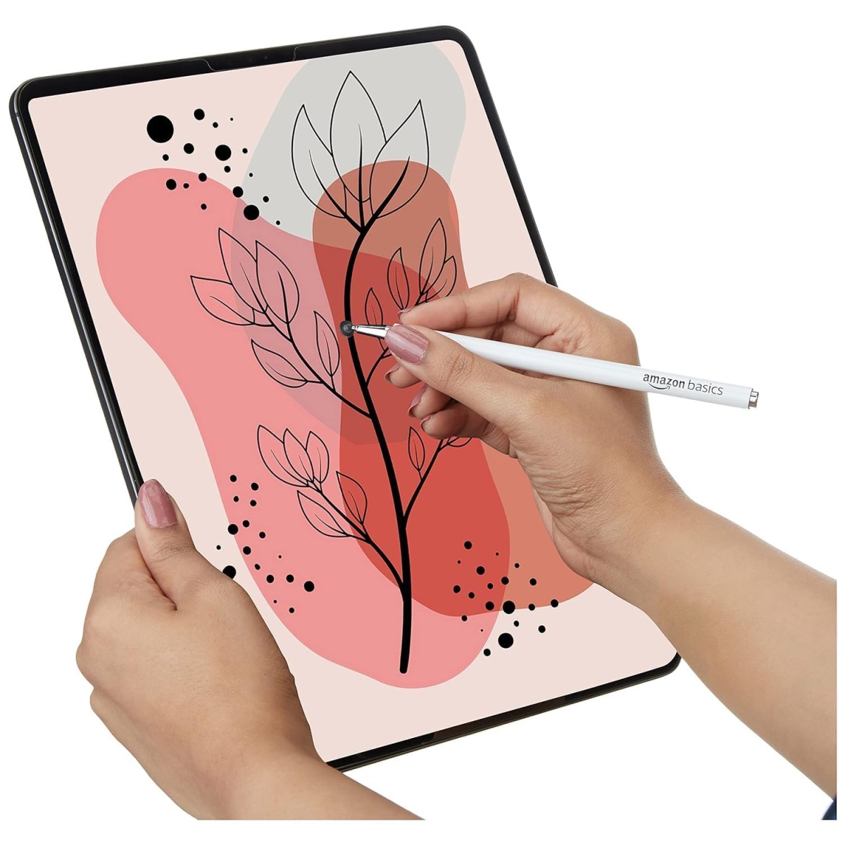 Amazon Basics Capacitive Stylus Pen for iOS and Android Touchscreen Devices, Fine Point Disc Tip, Lightweight Metal Body with Magnetic Cover (White)