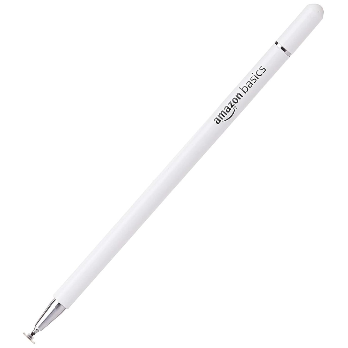 Amazon Basics Capacitive Stylus Pen for iOS and Android Touchscreen Devices, Fine Point Disc Tip, Lightweight Metal Body with Magnetic Cover (White)