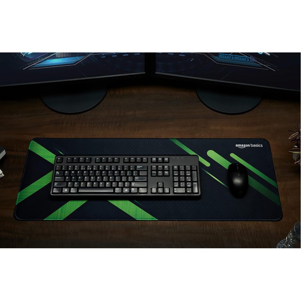 Amazon Basics Extended Gaming Mouse Pad Desk Mat for Computer Laptop| Stitched Embroidery Edges Keyboard Mouse Pad for Office & Home